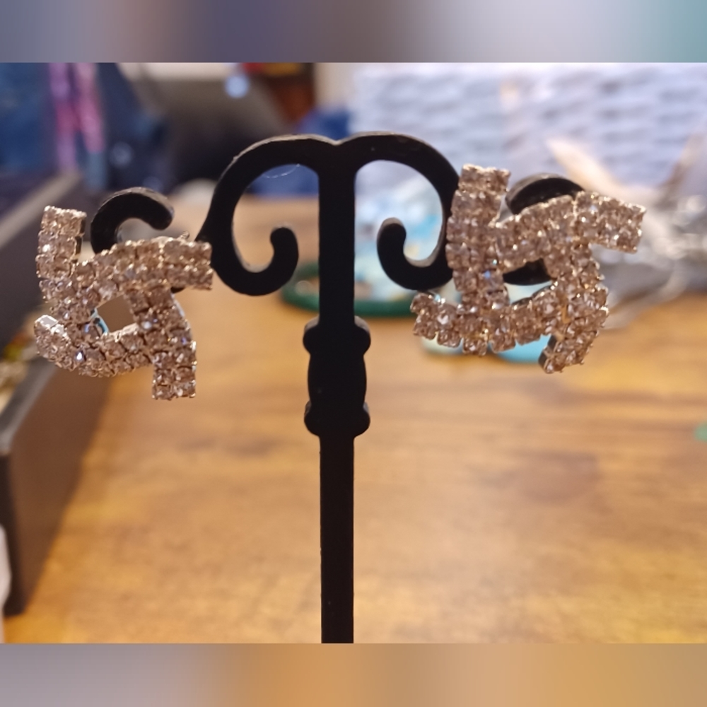 Crystal Pave Statement Post Earrings - image 3